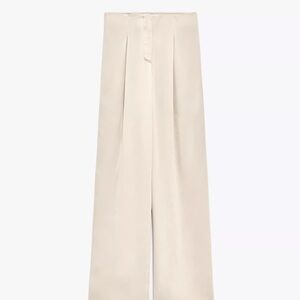 Zara Elegant Satin Taupe/Cream/Grey Wide-Leg Pants